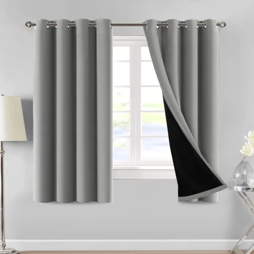 Vista 10 de MeilleMaison Paneles de cortina 100 % opacas para ventana de dormitorio, bloqueo de luz completa, de 84 pulgadas de largo, con aislamiento térmico