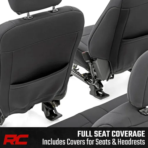 Vista 9 de Rough Country Fundas de asiento de neopreno para Ford F-150, Lightning, F-250 y F-350 con cabina doble (2015-2025) con asiento tipo cubo delantero