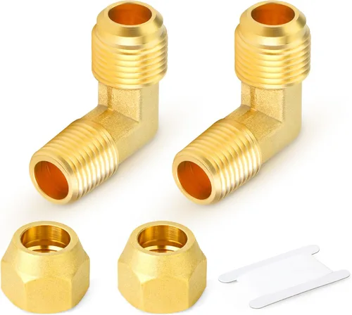Vista 21 de GASHER Adaptador de codo de montaje de tubo de latón de 1/2 pulgada flare x 1/2 pulgada NPT macho Pipe
