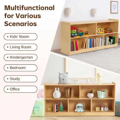 Vista 7 de Bateso Organizador de almacenamiento de juguetes para habitación de niños, estantería de madera para niños, para aula, organizador de almacenamiento