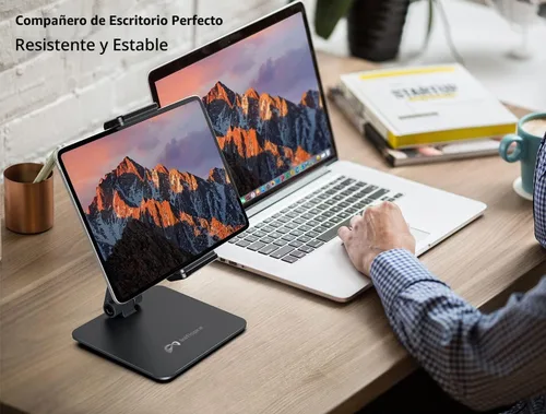 Vista 4 de Soporte para iPad, aleación de aluminio pesado multiángulo plegable para tableta de 4.7 a 13 pulgadas, Surface Pro Series, iPad Series, Pro, Mini