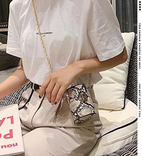 Vista 5 de Heidi - Bolso cilíndrico para mujer diseño de piel de serpiente