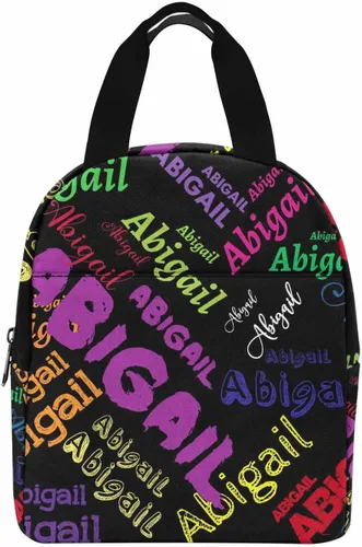 Vista 36 de InterestPrint Bolsa de almuerzo con nombre personalizado para hombres y mujeres, color rosa, blanco y negro, con lunares personalizados, enfriador