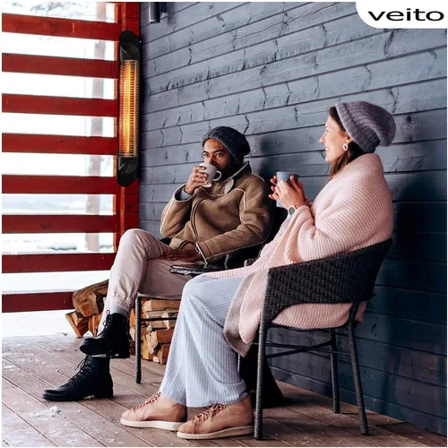 Vista 4 de Veito Blade Calentadores 1500W (Negro) IP55 weatherproof carbon infrared heater with remote. Premium indoor & outdoor wall mount for patios, homes