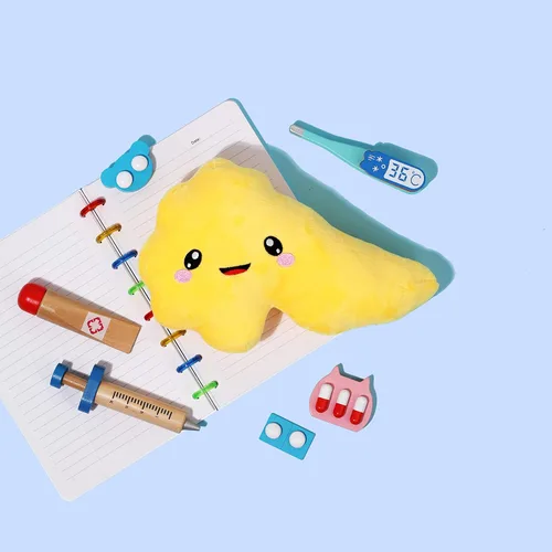 Vista 6 de nerdbugs Peluche anatómico del páncreas – Divertido regalo para la diabetes, juguete de recuperación de Diaversario o cirugía, apoyo para el cáncer