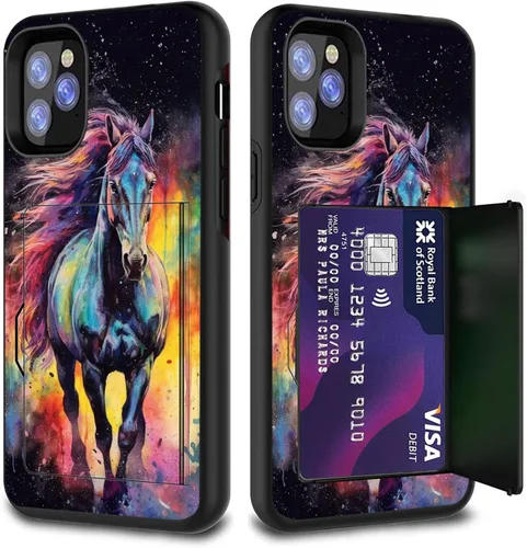 Vista 52 de Funda para tarjetas de crédito, doble capa híbrida a prueba de golpes, protección contra caídas con función atril para iPhone 17 de 6.3 pulgadas