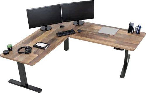 Vista 18 de VIVO DESK-KIT-3E8BO - Escritorio eléctrico de altura ajustable de 83 x 60 pulgadas para trabajar de pie, con 2 cubiertas sólidas de bambú, marco