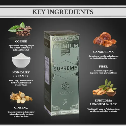 Vista 4 de 2 Cajas ORGANO Café Supreme, 100% Ganoderma Lucidum con Ginseng (40 Sobres)