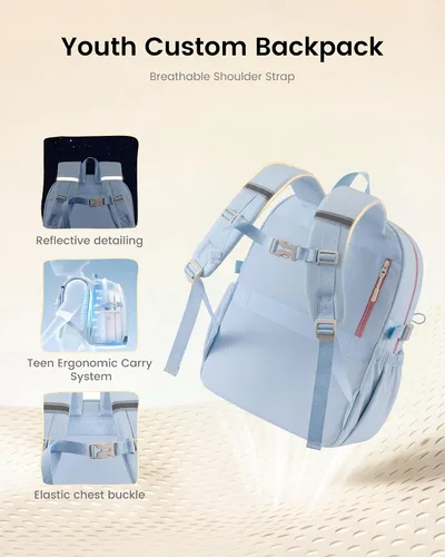 Vista 6 de LOVEVOOK Mochila escolar para niñas, estudiantes, niños, Lavanda (Lavender Dream), 15,6 pulg., Mochila Daypack