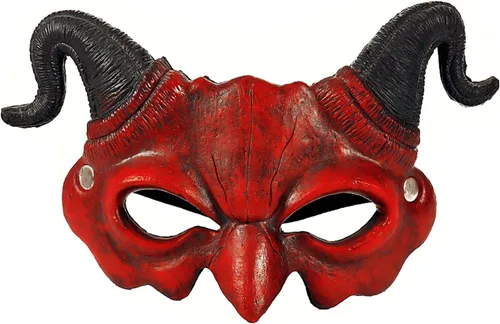 Vista 10 de Soochat Devil Mask Demon Mask Scary Half Face Mask for Cosplay Halloween Masquerade Costume Party Accessories