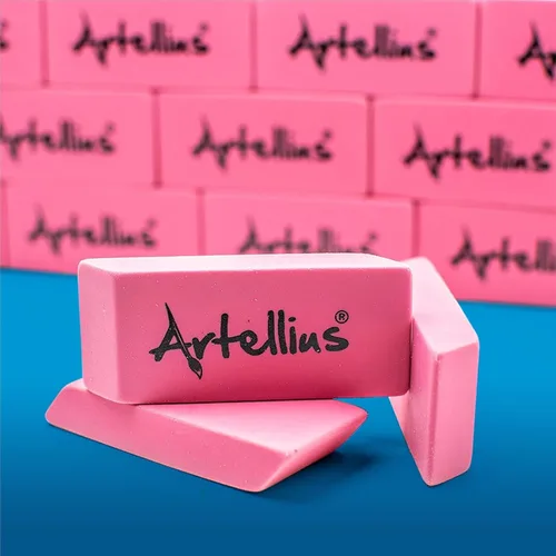 Vista 5 de Artellius Borradores rosados Sin látex ni manchas Suministros escolares a granel Aulas, profesores, escuela en casa, oficina, clase de arte