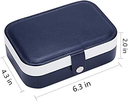 Vista 5 de Yonzone Joyero pequeño, estuche de joyería de viaje, mini organizador de joyas para collares, aretes, anillos de doble capa, caja de regalo portátil