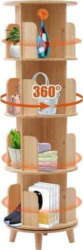 Vista 11 de Estantería giratoria de 1 nivel con 360 niveles para almacenamiento de pie para niños, organizador multifuncional, estantería giratoria, estantería