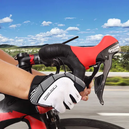 Vista 5 de Souke Sports Guantes de ciclismo Guantes acolchados de medio dedo para bicicleta con absorción de golpes, antideslizantes, transpirables, MTB