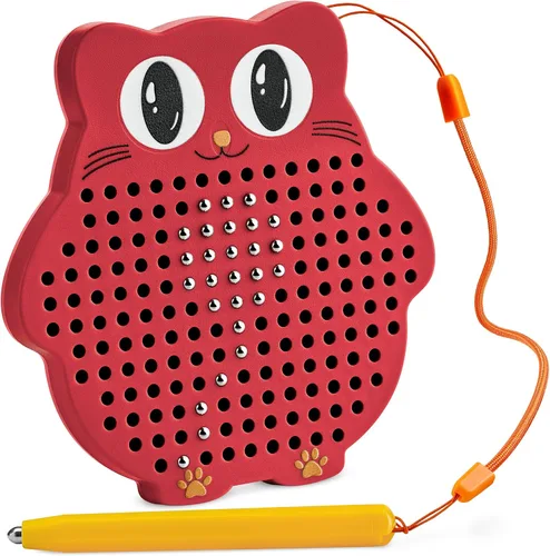 Vista 9 de AYNAT FUN Tablero de dibujo magnético para niños y niños pequeños con cuentas y lápiz óptico magnético, juguete de viaje magnético para actividades