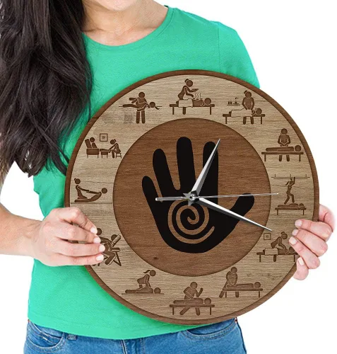 Vista 7 de The Geeky Days Reloj de pared impreso de terapia física de masaje, cuarzo silencioso, masaje para personas, relajarse, cuidado corporal, spa, salón