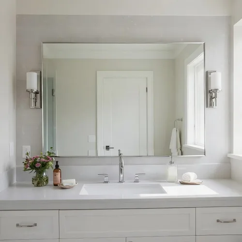 Vista 23 de 24x24 Inch Black Bathroom Mirror for Wall, Aluminum Frame Rectangle Rectangular Vanity Mirror, Modern Large for Bedroom, Living Room, Horizontal or