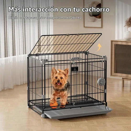 Vista 3 de Jaula para Perros para Perros Pequeños de Menos de 25 libras, Perrera de Perro de Metal Grueso Negro de 24 pulgadas Jaula de Alambre para Interiores