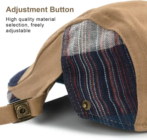 Vista 6 de M MOACC Gorra de Newsboy para hombre, boina de algodón, con hebilla ajustable de cabbie Gatsby, gorras planas para conducir