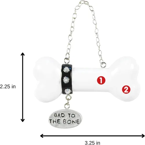 Vista 4 de Adorno de Navidad personalizado para perros 2025 – Bad to The Bone – Recuerdo personalizado para mascotas – Nuevo adorno para cachorros – Primera
