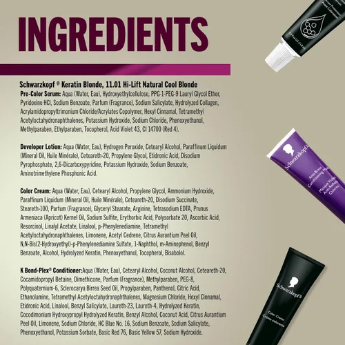 Vista 64 de Schwarzkopf Keratin - Tinte para el cabello rubio, 7.0 rubio ceniza oscuro, coloración permanente de calidad profesional, sistema de refuerzo