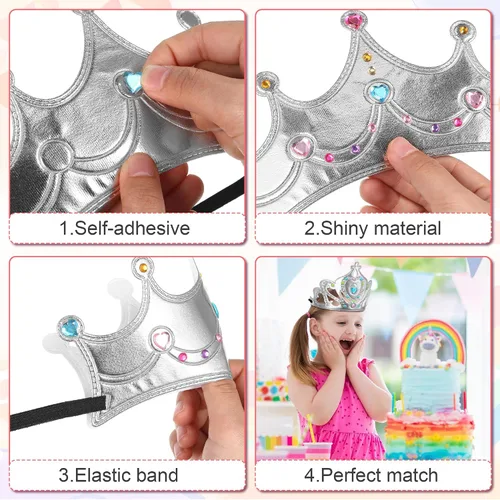 Vista 3 de Yaomiao 44 coronas de espuma para niños, tiaras de princesa, coronas de diamantes a granel, kits de fabricación de calcomanías para suministros