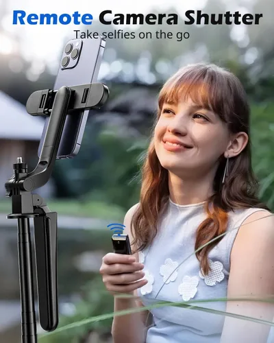 Vista 6 de UBeesize Palo de Selfie Trípode Extensible de 64 pulgadas con Luz y Control Remoto, Soporte de Trípode Ajustable para Teléfono para iPhone 17-11