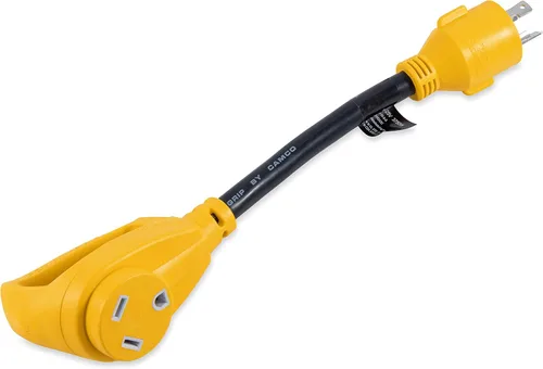 Vista 4 de Adaptador de generador PowerGrip con conexión estándar de hembra de 30 amperios y macho de seguridad de 30 amperios de 12 pulgadas de Camco, 3