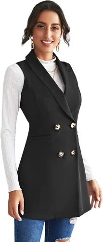 Vista 4 de Verdusa - Chaleco elegante con cuello chal y doble botonadura para mujer