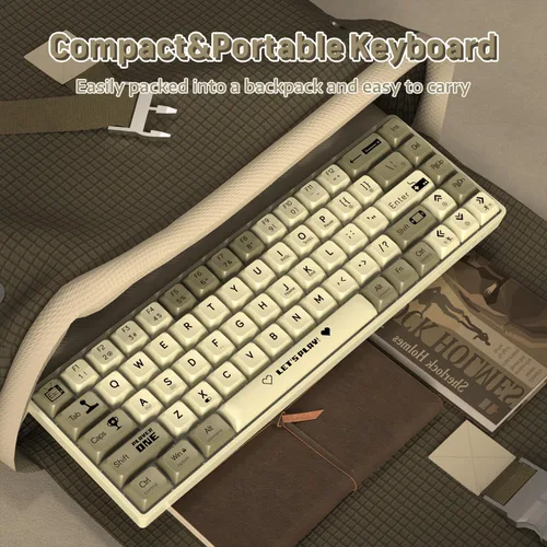 Vista 8 de ATTACK SHARK AK680 - Teclado mecánico para juegos 60% con cable, intercambiable en caliente, retroiluminación RGB arco iris, impresión UV y control
