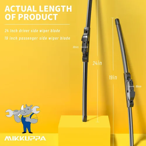 Vista 2 de MIKKUPPA 24"+19" Juego de limpiaparabrisas - Reemplazo para 2011-2023 VW Jetta, 2012-2018 VW Passat, 2013-2017 VW CC - Limpiaparabrisas frontales