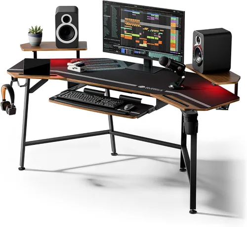 Vista 10 de EUREKA ERGONOMIC Bandeja de teclado en forma de ala de escritorio para juegos de 72 pulgadas, color negro