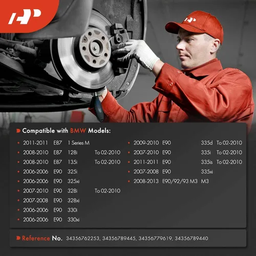 Vista 3 de A-Premium Sensores de desgaste de pastillas de freno de disco delanteras y traseras compatibles con BMW 325i, 325xi, 328i, 328xi, 330i, 330xi, 335i