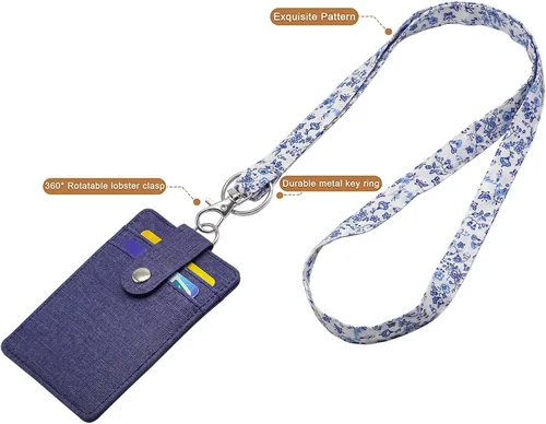 Vista 2 de LNKRE JEWELRY Correa de cuello suave de tela delgada para llaves, carteras y soporte para tarjetas de identificación