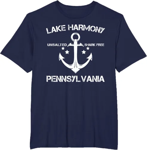 Vista 64 de Playera divertida de Lago Harmony Pennsylvania para acampada o pesca Negro