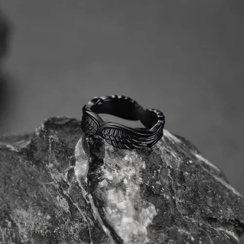 Vista 9 de FaithHeart Anillos góticos punk del diablo mal de ojo, anillo de motociclista de acero inoxidable con garra de dragón y águila para hombres