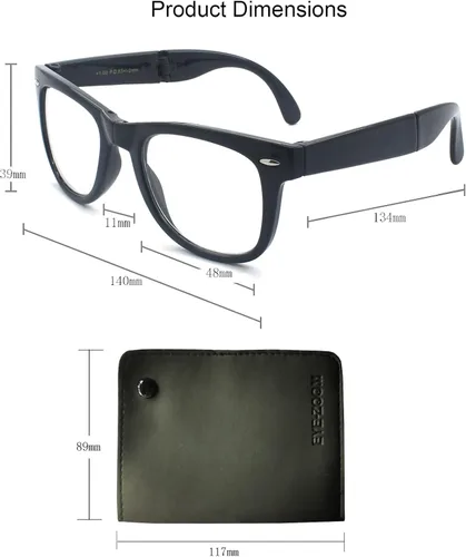 Vista 5 de Gafas de lectura plegables de plástico retro unisex con bolsa