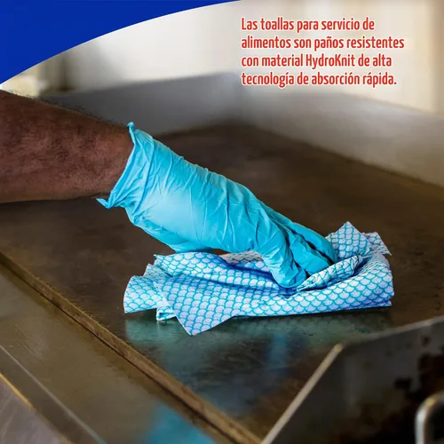 Vista 6 de WypAll CriticalClean Paños de limpieza de alto rendimiento para servicio de alimentos (05927), Toallas plegadas en cuartos, azul