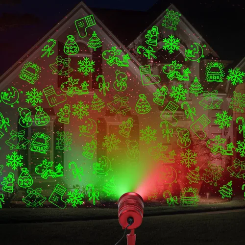 Vista 8 de Yinuo Candle Proyector láser de luces de Navidad con control remoto, decoraciones de Navidad al aire libre, proyector de luces decorativas