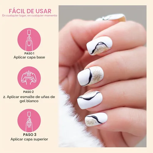 Vista 6 de Makartt Esmalte de uñas de gel blanco de 0.5 fl oz para uso en salón y Blanc 1 Pack