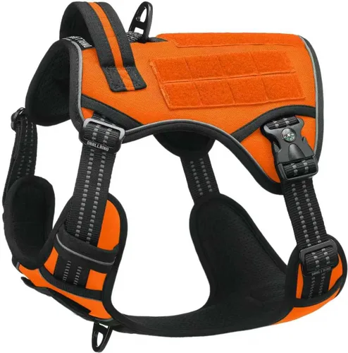 Vista 11 de Arnés táctico para perros medianos y grandes, control ajustable sin tirones con asa, chaleco reflectante resistente, talla XL Verde militar