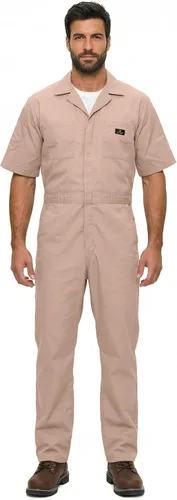 Vista 14 de Natural Uniforms Overol de manga corta con cremallera para hombre, resistente a las manchas y a las arrugas (negro, talla XS)