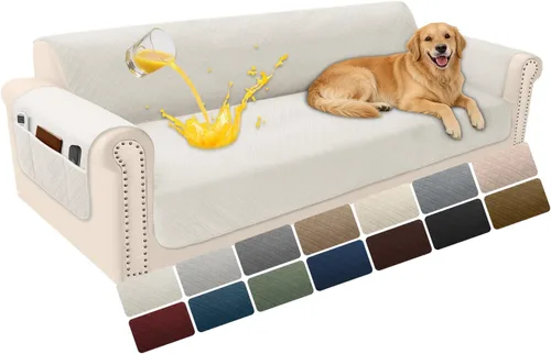 Vista 73 de Fundas de terciopelo 100% impermeables para sofá biplaza, fundas lavables para sofá de 2 plazas, fundas de sofá aptas para mascotas, protector