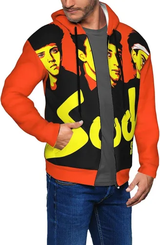 Vista 7 de Soda Music And Stereo Men's Hoodie Full Zip Long Sleeve Sweatshirt Printed Casual Shirt Hoodie
