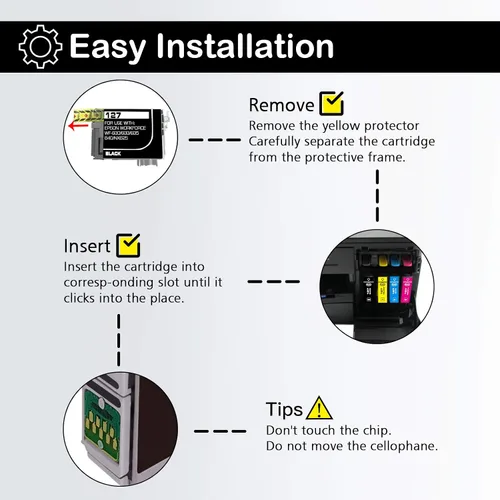 Vista 3 de Paquete de 4 cartuchos de tinta de repuesto T127 para Epson 127 T127 uso para Workforce 545 845 645 WF-3540 WF-3520 WF-7010 WF-7510 WF-7520 NX530