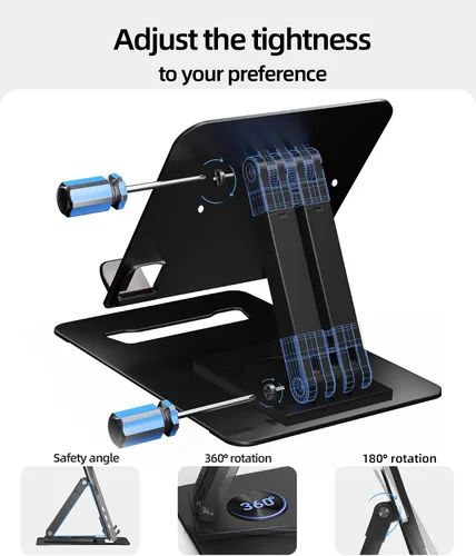 Vista 5 de Ingnok Soporte ajustable para tableta, soporte para monitor portátil compatible con monitor portátil, tableta, teléfono, iPad, Surface Pro, Kindle