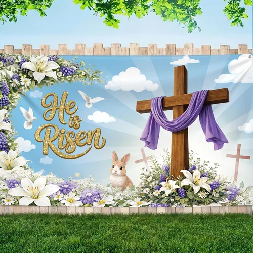 Vista 9 de KatchOn, Cartel de feliz Pascua – Xtragrande 72 x 44 pulgadas Fondo de Pascua para fotografía Pancartas de pared de Pascua para decoraciones