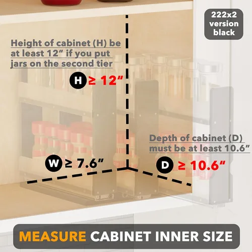 Vista 4 de SpaceAid Organizador de especias extraíble de bambú para gabinete, organizador de condimentos deslizante y resistente para despensa de cocina