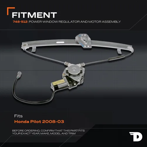 Vista 3 de Dorman 748-512, regulador con motor de ventana del lado del pasajero, trasera, para Honda Pilot