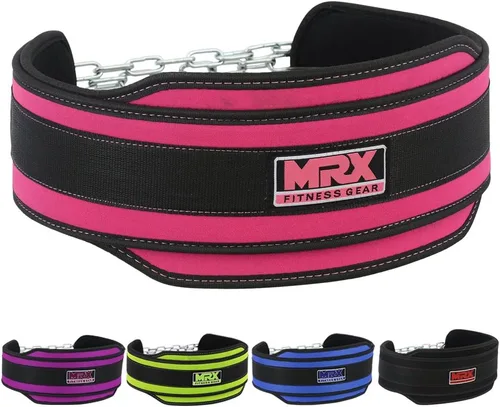 Vista 6 de MRX - Cinturón de levantamiento de pesas con cadena de metal para ejercicio y fitness